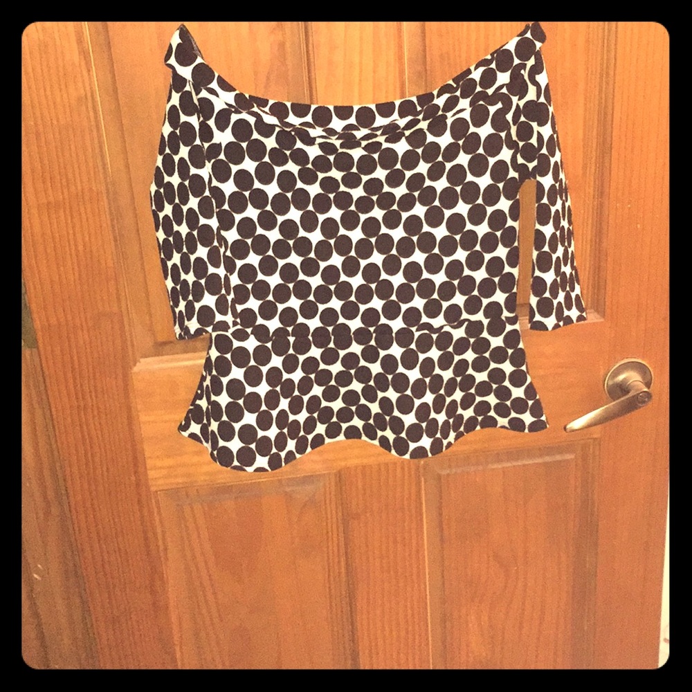 Ezra large white & black polka dot retro top